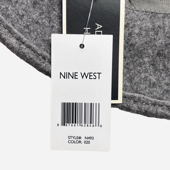 Nine West Bucket Hat 100% Wool Gray Felt Wool Flower Adjustable Band OS NEW - Picture 9 of 9